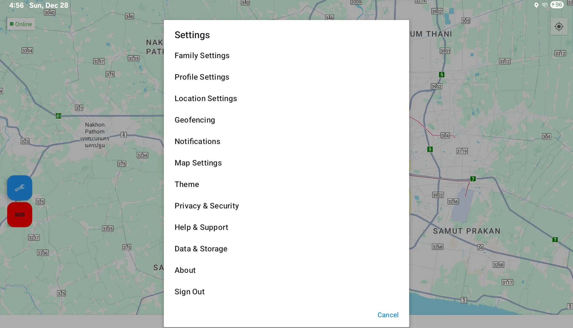 MyFamilyTracker app screen